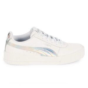 Women’s Puma Carina Sneakers, Size 8.5, White and Iridescent